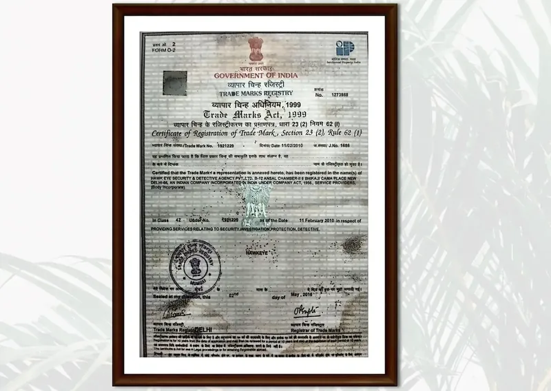 Hawkeye Detective founder working in the office with registration certificate displayed