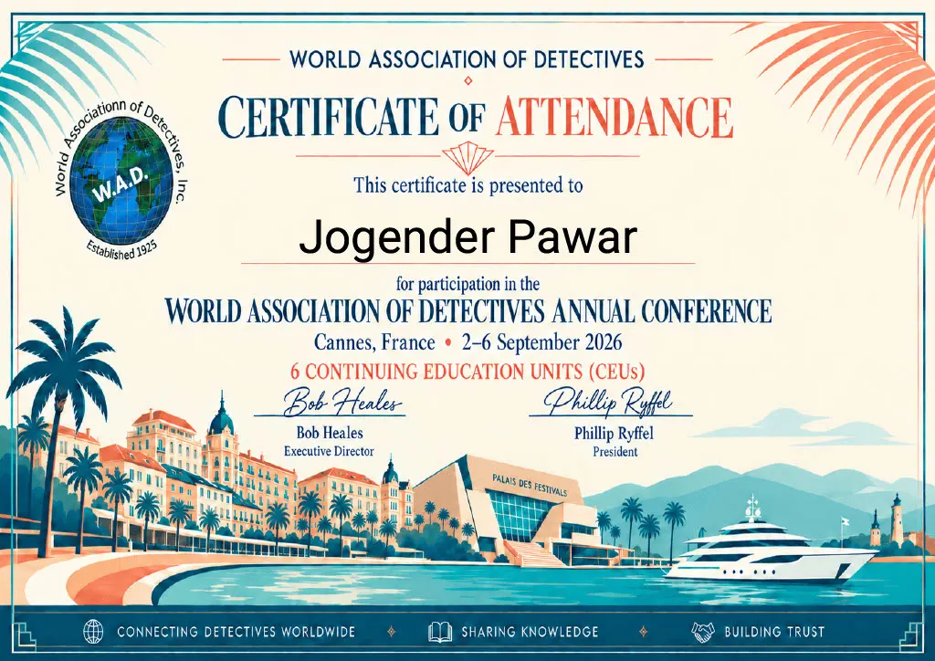 Hawkeye Detective Agency registration certificate